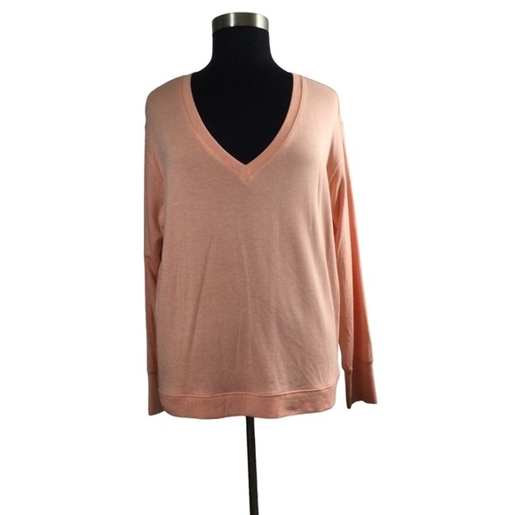 Athleta V Neck Sunrise Sweatshirt in Beach Peach Heather Plus Size 2X - Picture 6 of 14